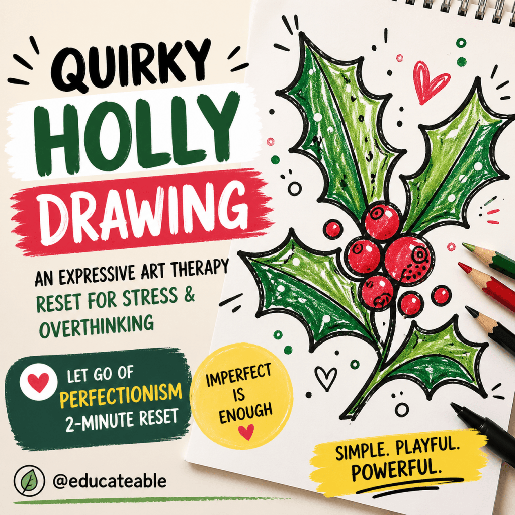 Quirky Holly Drawing: An Expressive Art Therapy Practice for Stress Relief and Letting Go of&nbsp;Perfectionism