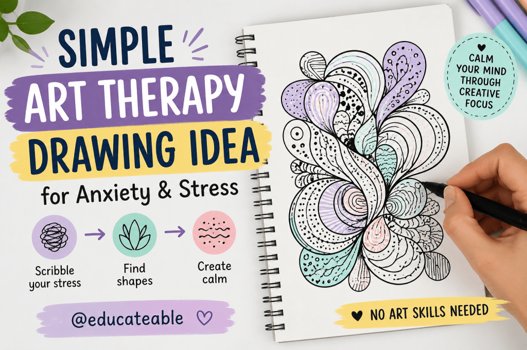 Simple Art Therapy Drawing Idea for Anxiety and&nbsp;Stress