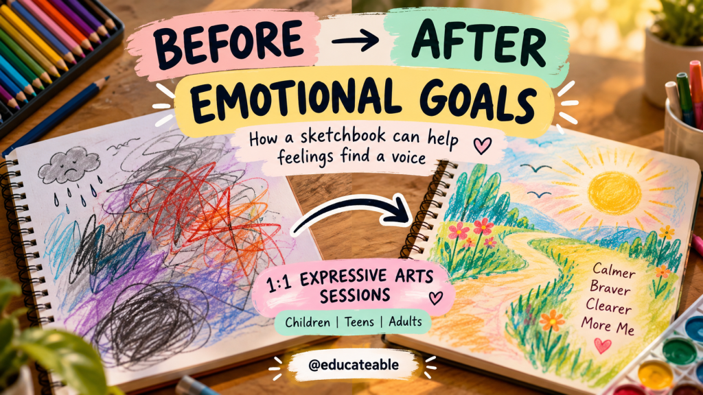 Before and After: How Sketchbooks Can Support Emotional Goals in 1:1 Expressive Arts&nbsp;Therapy