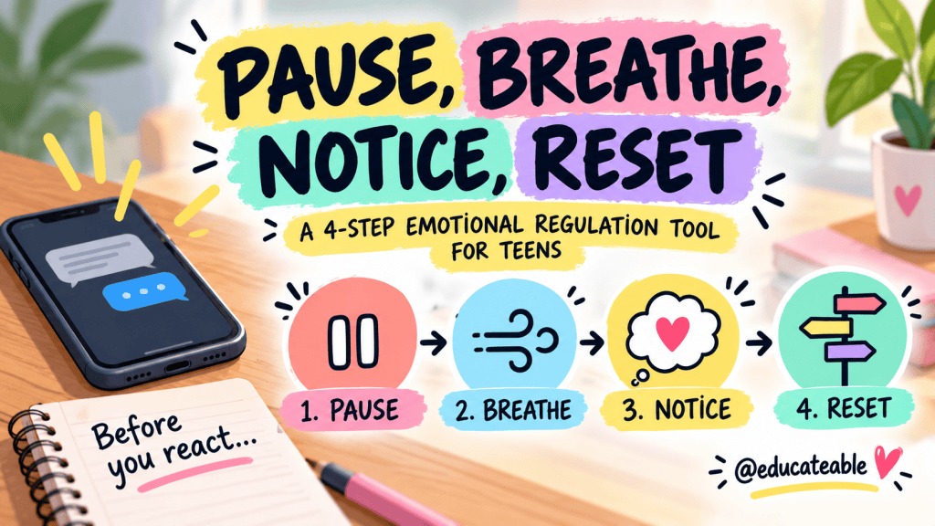 Emotional Regulation for Teens: How to Pause, Breathe, Notice and Reset During Difficult&nbsp;Moments